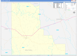 Walthall County, MS Wall Map Zip Code Basic Style 2024