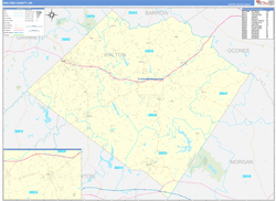 Walton County, GA Wall Map Zip Code Basic Style 2024