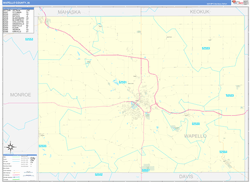 Wapello County, IA Wall Map Zip Code Basic Style 2024