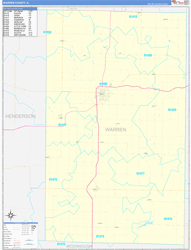 Warren County, IL Wall Map Zip Code Basic Style 2024