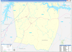 Warren County, NC Wall Map Zip Code Basic Style 2024