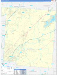 Warren County, OH Wall Map Zip Code Basic Style 2024