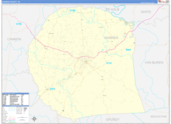 Warren County, TN Wall Map Zip Code Basic Style 2024