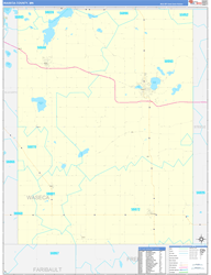 Waseca County, MN Wall Map Zip Code Basic Style 2024
