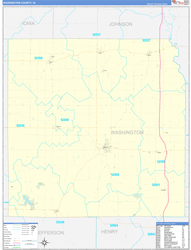 Washington County, IA Wall Map Zip Code Basic Style 2024