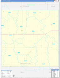 Washington County, KS Wall Map Zip Code Basic Style 2024