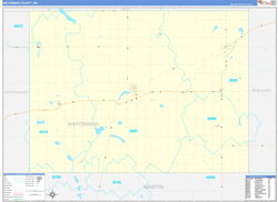 Watonwan County, MN Wall Map Zip Code Basic Style 2024
