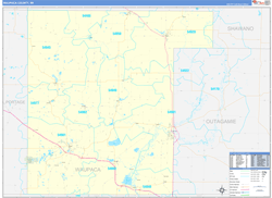 Waupaca County, WI Wall Map Zip Code Basic Style 2024