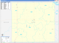 Wayne County, IA Wall Map Zip Code Basic Style 2024