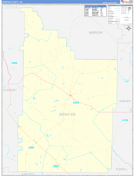 Webster County, GA Wall Map Zip Code Basic Style 2024