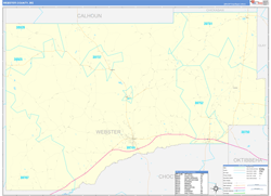 Webster County, MS Wall Map Zip Code Basic Style 2024