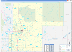 Weld County, CO Wall Map Zip Code Basic Style 2024