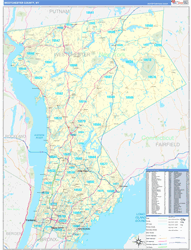 Westchester County, NY Wall Map Zip Code Basic Style 2024