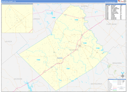 Wharton County, TX Wall Map Zip Code Basic Style 2024
