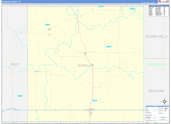 Wheeler County, TX Wall Map Zip Code Basic Style 2024