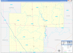 White County, IN Wall Map Zip Code Basic Style 2024