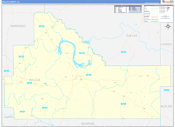 Wilcox County, AL Wall Map Zip Code Basic Style 2024