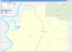 Wilkinson County, MS Wall Map Zip Code Basic Style 2023