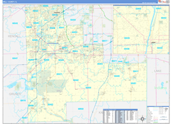 Will County, IL Wall Map Zip Code Basic Style 2024