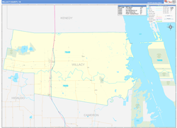 Willacy County, TX Wall Map Zip Code Basic Style 2024