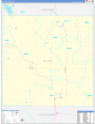 Wilson County, KS Wall Map Zip Code Basic Style 2024