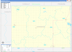 Winnebago County, IA Wall Map Zip Code Basic Style 2024