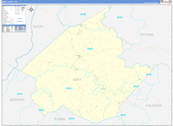 Wirt County, WV Wall Map Zip Code Basic Style 2024