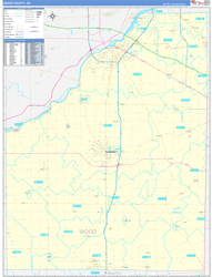 Wood County, OH Wall Map Zip Code Basic Style 2024