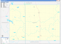 Worth County, IA Wall Map Zip Code Basic Style 2024
