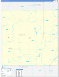 Wright County, IA Wall Map Zip Code Basic Style 2024