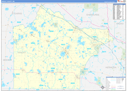 Wright County, MN Wall Map Zip Code Basic Style 2024