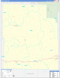 Wright County, MO Wall Map Zip Code Basic Style 2024