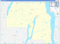 Yates County, NY Wall Map Zip Code Basic Style 2024