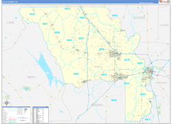 Yolo County, CA Wall Map Zip Code Basic Style 2024