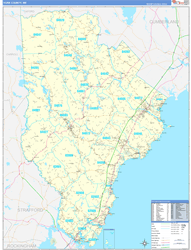 York County, ME Wall Map Zip Code Basic Style 2024