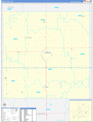 York County, NE Wall Map Zip Code Basic Style 2023