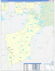 Yuba County, CA Wall Map Zip Code Basic Style 2024