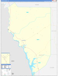 Zapata County, TX Wall Map Zip Code Basic Style 2024