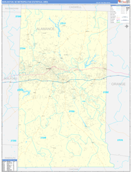 Burlington Metro Area Wall Map Basic Style 2026