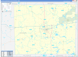 Jackson Metro Area Wall Map Basic Style 2026