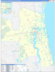 Jacksonville Metro Area Wall Map Basic Style 2026
