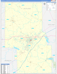 Mansfield Metro Area Wall Map Basic Style 2026