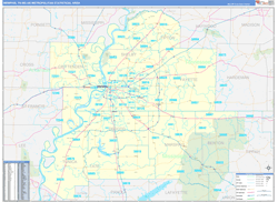 Memphis Metro Area Wall Map Basic Style 2026