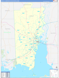 Mobile Metro Area Wall Map Basic Style 2026