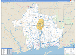 Norwich-New-London-Willimantic Basic<br>Wall Map