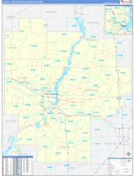 Peoria Metro Area Wall Map Basic Style 2026