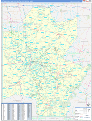 Pittsburgh Metro Area Wall Map Basic Style 2026