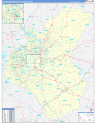 Raleigh Metro Area Wall Map Basic Style 2026