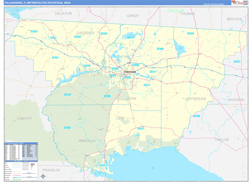 Tallahassee Metro Area Wall Map Basic Style 2026