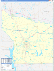 Tyler Metro Area Wall Map Basic Style 2026